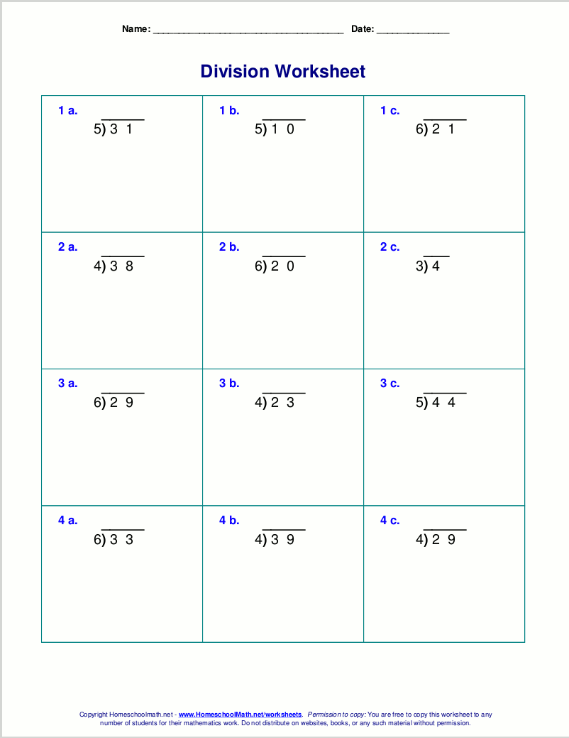 Basic Division Worksheets