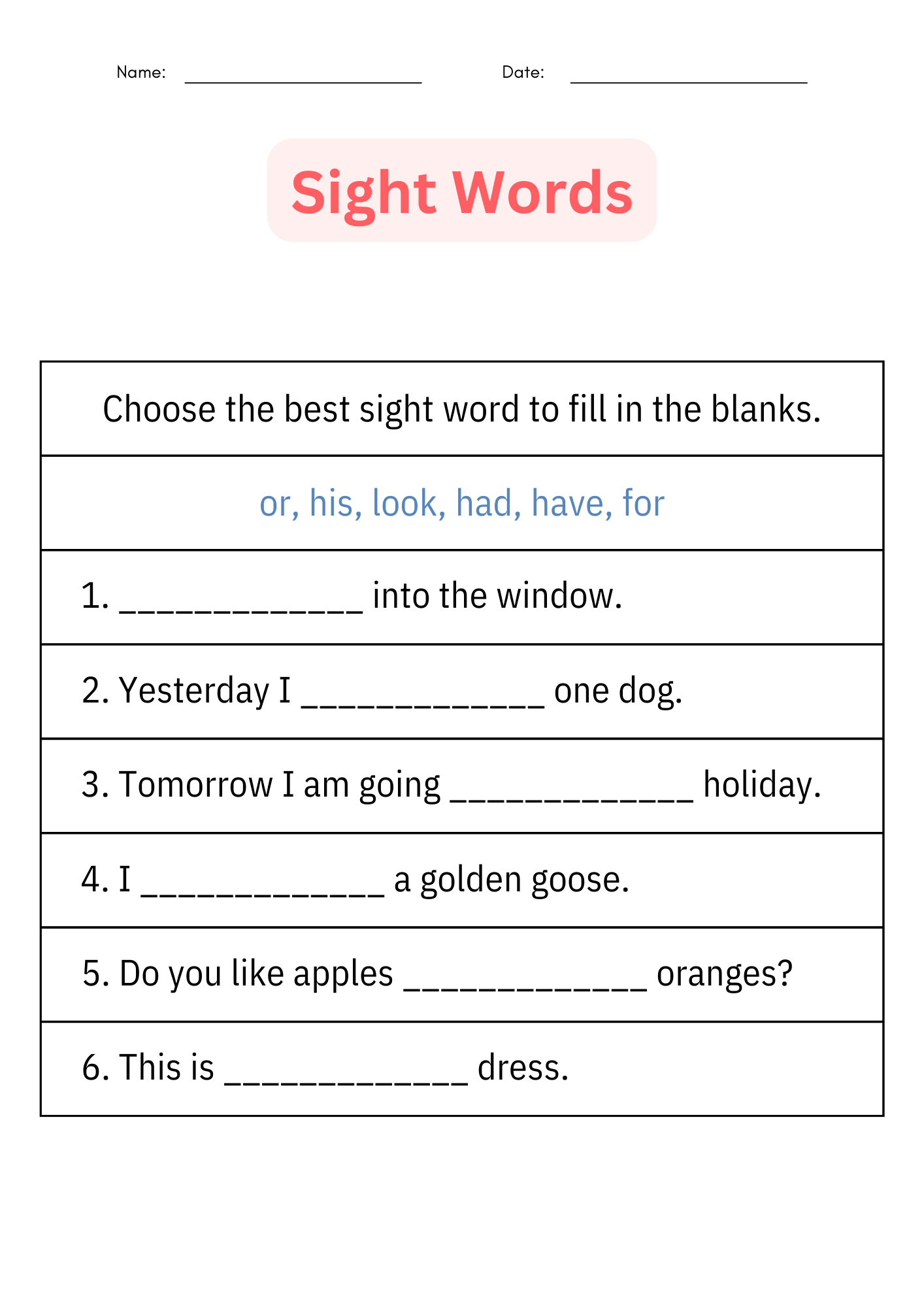 Writing Sight Word Sentences Activities Worksheet Practice For Kindergarten Made By Teachers