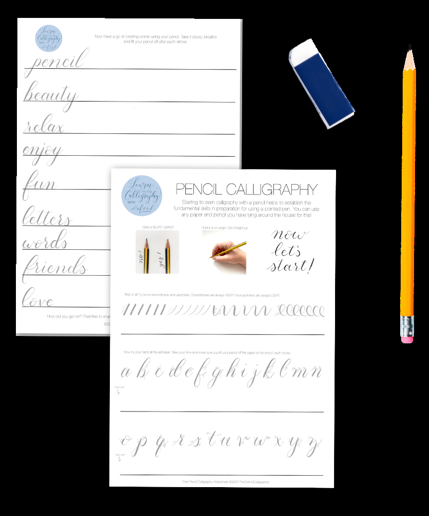 Your No Special Tools Necessary Pencil Calligraphy Worksheets
